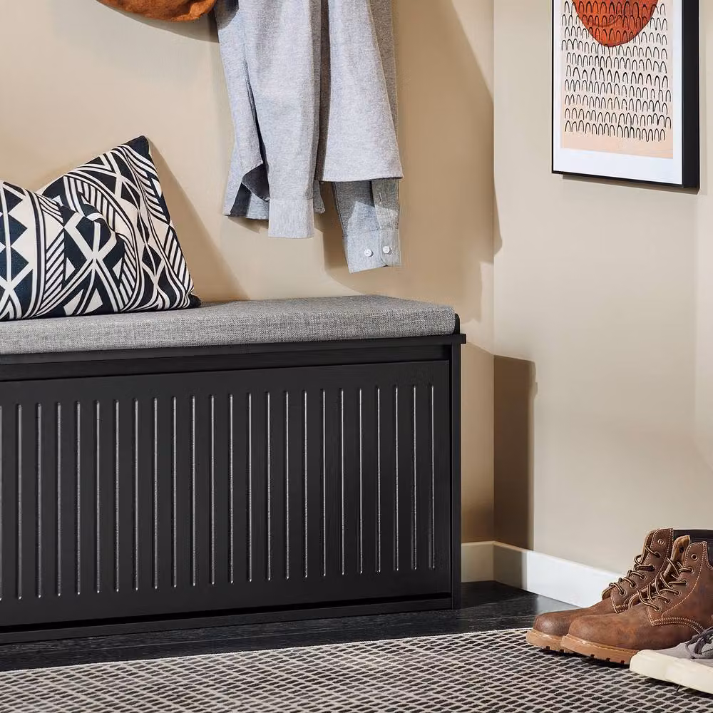 SoBuy Modern Black Upholstered Shoe Rack and Hallway Bench, W/D/H: 80 x 45 x 155 cm – 6