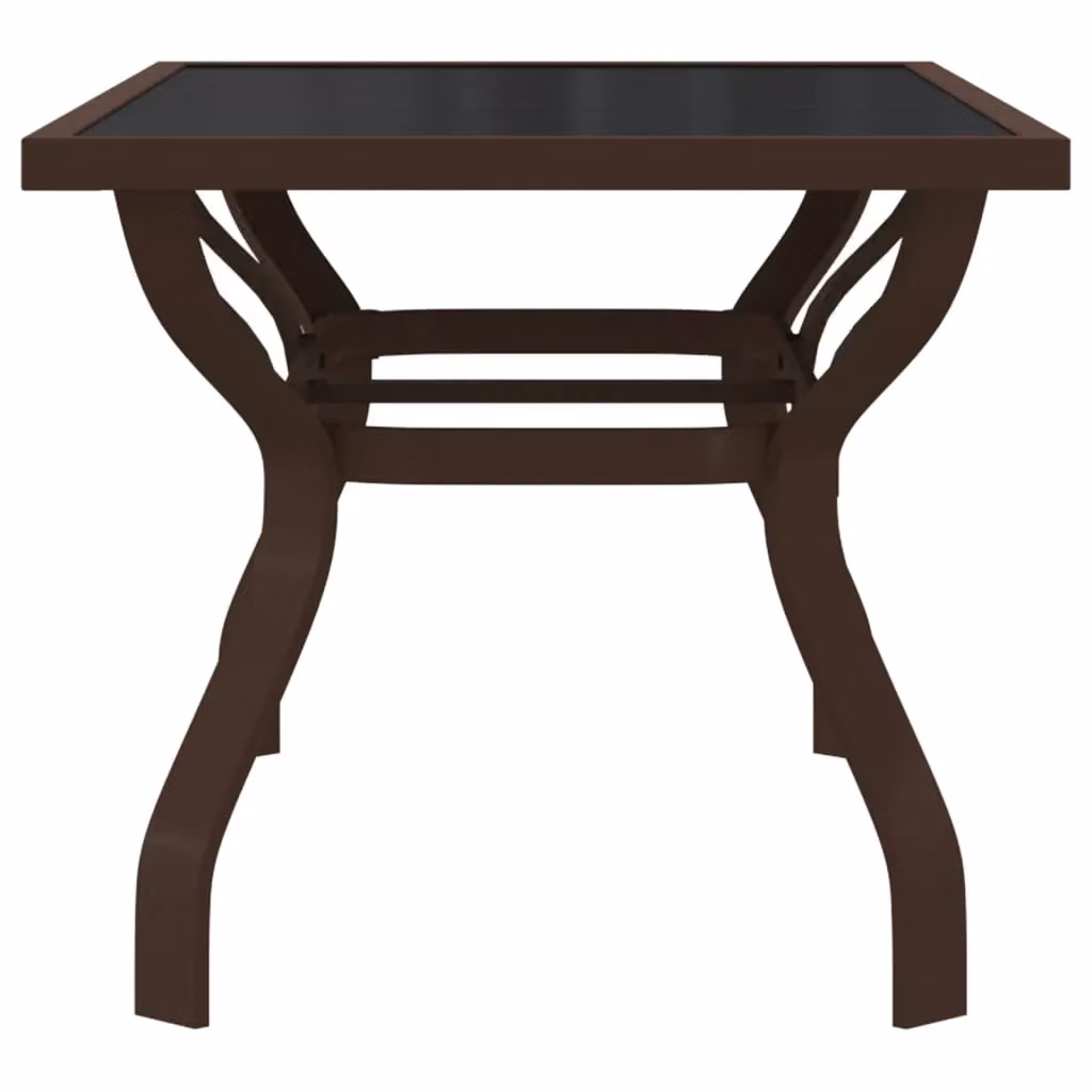 Berkfield Home Garden Table in Brown and Black with Steel and Glass, W/D/H: 140 x 70 x 70 cm – 3