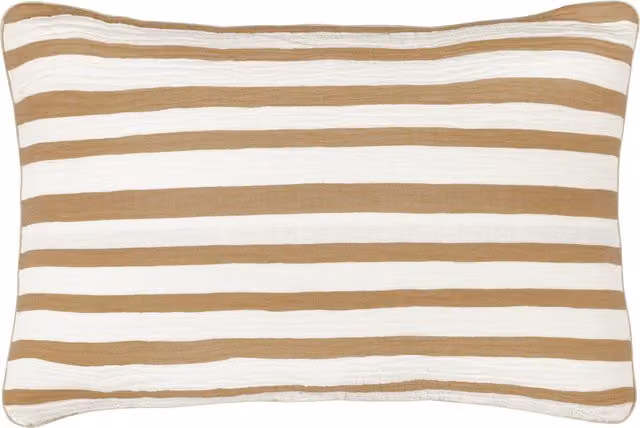Make It A Home Woven Striped Cotton and Polyester Rectangular Cushion in Brown, Orange and White