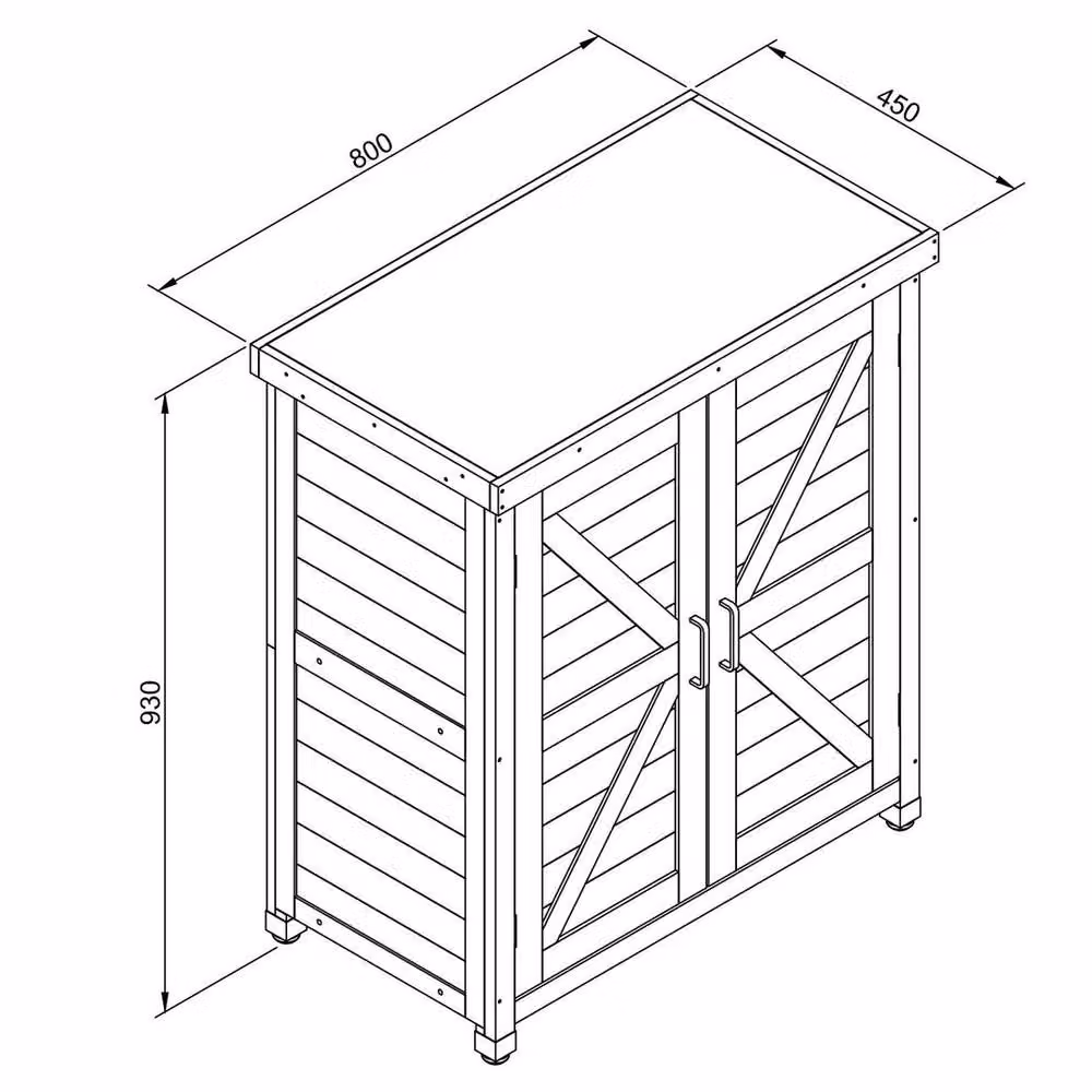 FORGEVIO Grey Wooden Garden Storage Cabinet with Hinged Doors and Internal Shelves – 2
