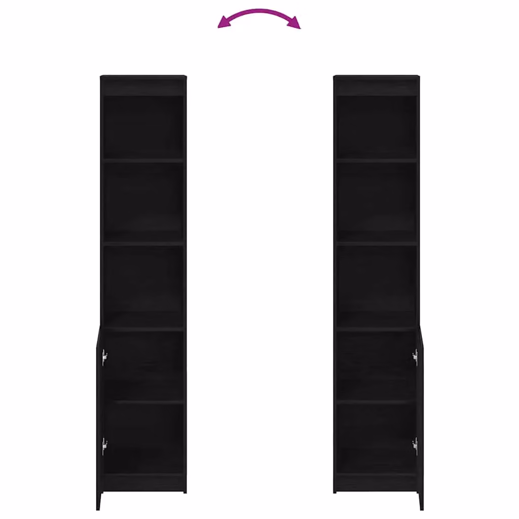 Berkfield Home Black Oak Highboard with Internal Shelves and Hinged Doors, W/D/H: 37.5 x 35.0 x 180.0 cm – 3