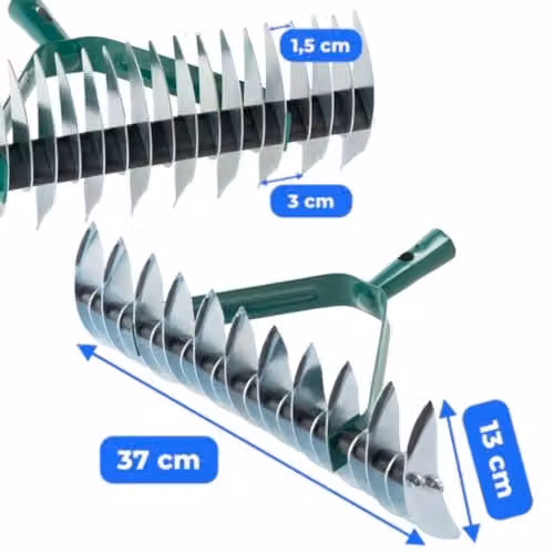 SolaDirect Manual Lawn Aerator Scarifier Head and Dethatching Rake for Moss Removal, Multicolour – 4