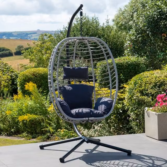 Artemis Home Wilton Hanging Swing Single Egg Pod Chair in Grey