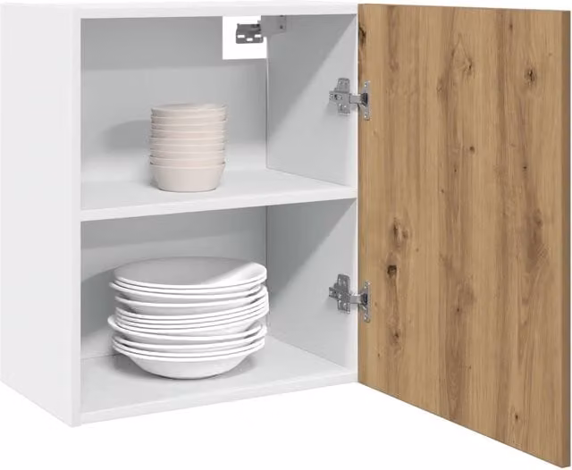 Berkfield Home Artisan Oak Hanging Kitchen Cabinets, 2 Piece Brown Wall Unit with Hinged Doors, W/D/H: 50 x 31 x 60 cm