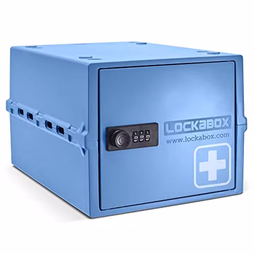 Lockabox One Premium Lockable Medicine Box, Medi Blue, W/D/H: 31 x 21 x 17 cm
