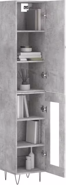 Berkfield Home Industrial Highboard in Concrete Grey, H 180 x W 34.5 x D 34 cm