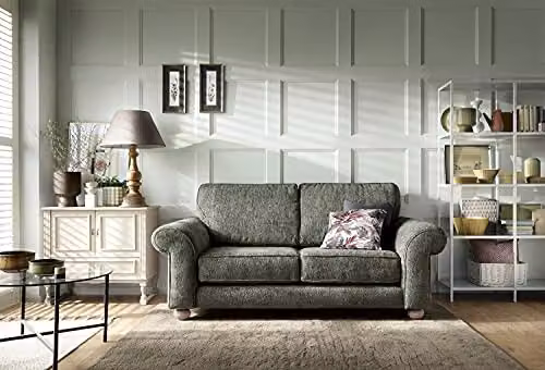 Abakus Direct Ingrid 2 Seater Sofa in Rifle Green with Braided Chenille Fabric, W/D/H: 194 x 95 x 90 cm – 1