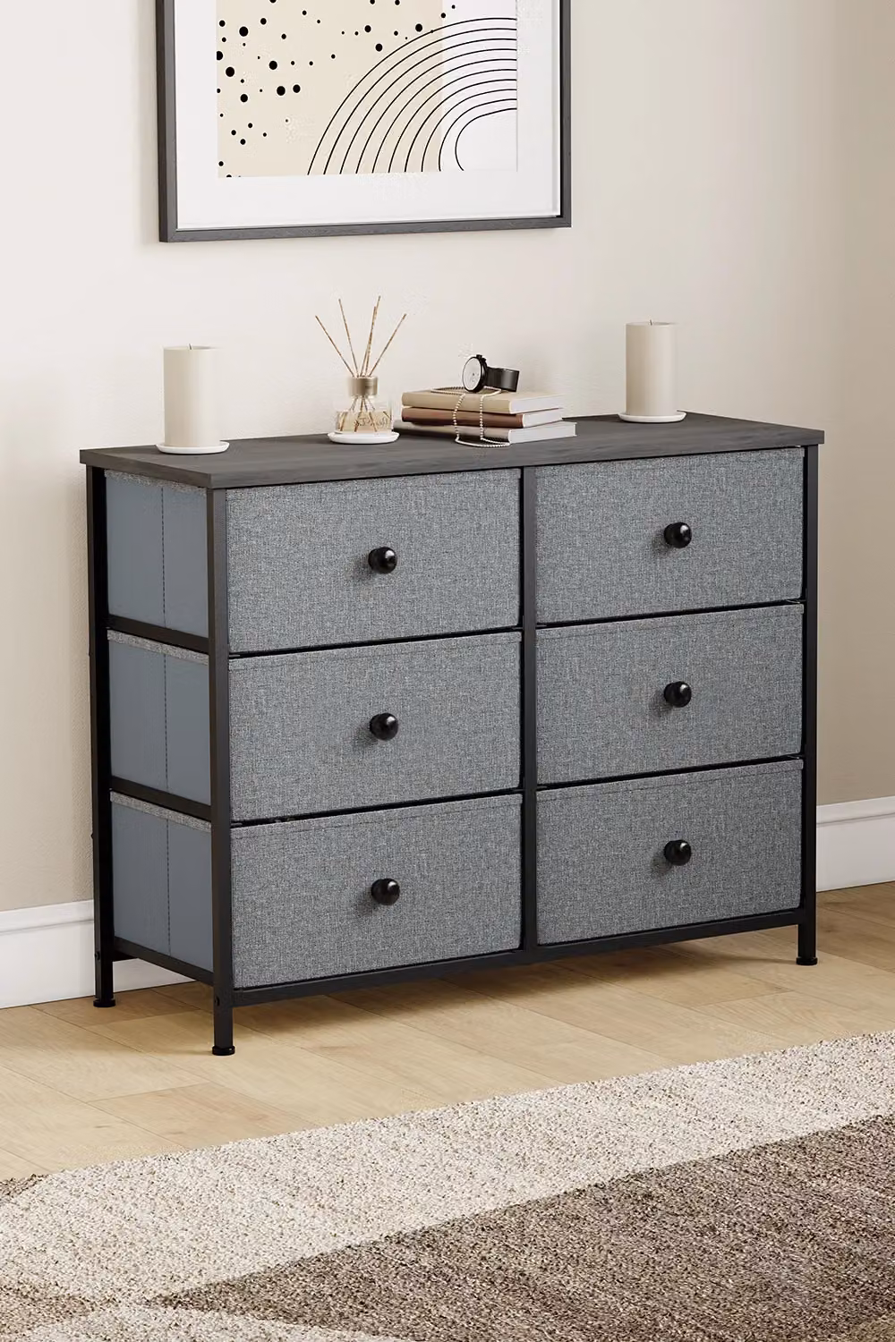 Vida Designs Chorley 6 Drawer Chest of Drawers Fabric Storage Organiser in Grey – 5