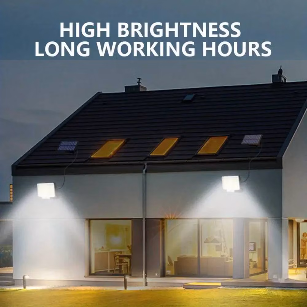 FLAVORA Solar Powered LED Outdoor Wall Security Floodlight with Motion and Dusk Sensors in Black – 3