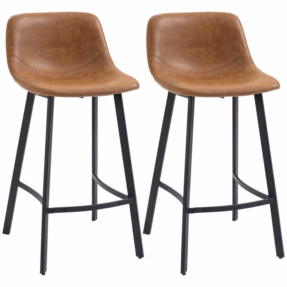 Wyld Haus Lilu Dilu Set of 2 Brown Faux Leather Kitchen Bar Stools – 2