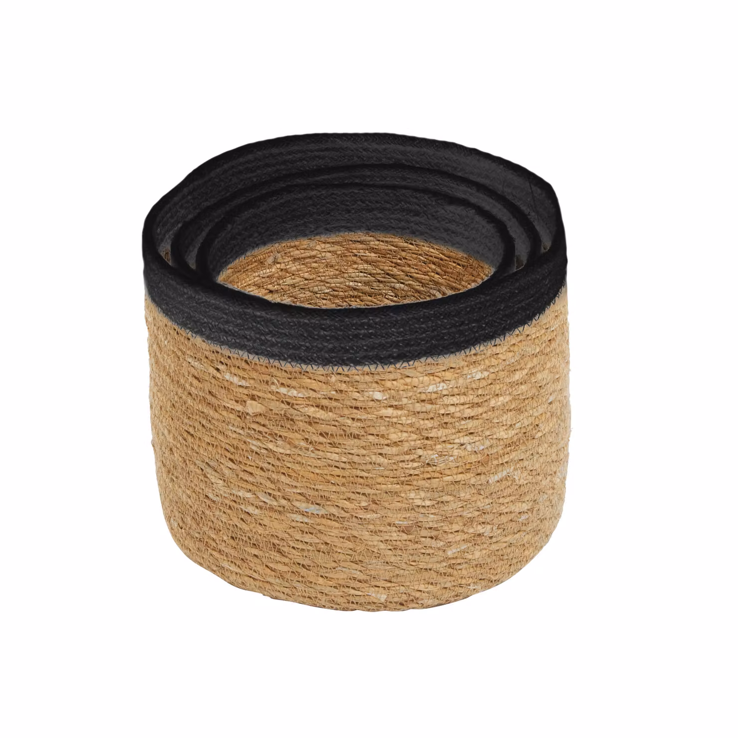 Orsina Lidi Set of Three Natural Fibre Baskets in Black and White – 2