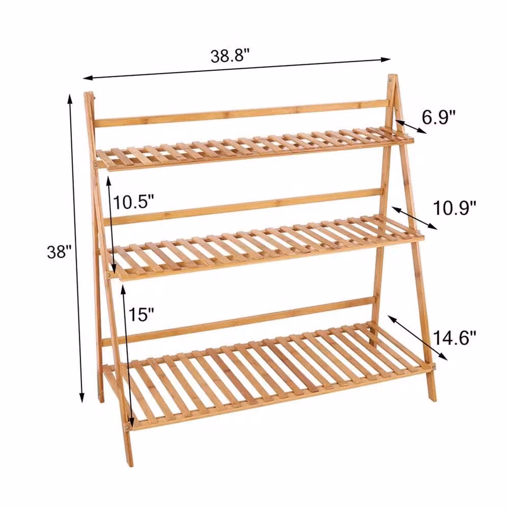 EONLION 3-Tier Bamboo Ladder Plant Stand in Brown – 2