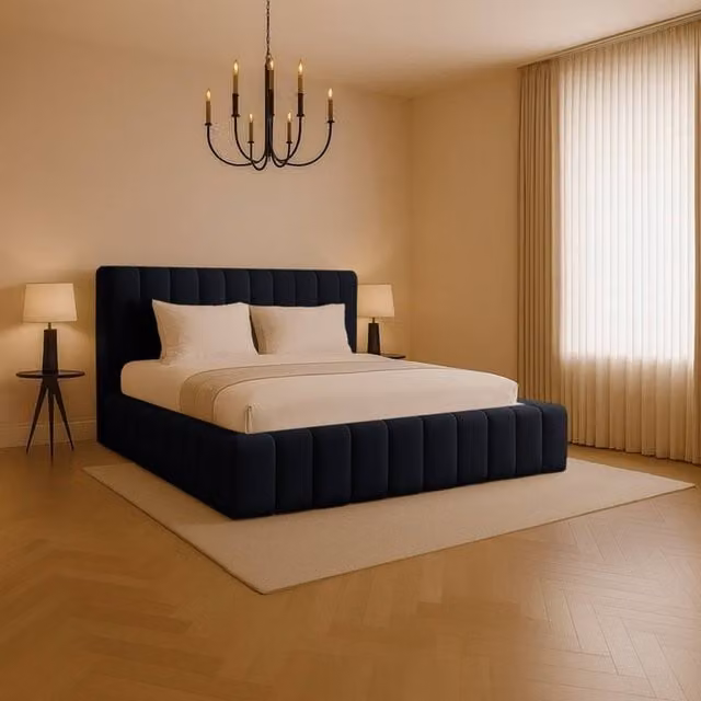 Desire Deco Kingston Modern Upholstered Bed Frame in Black