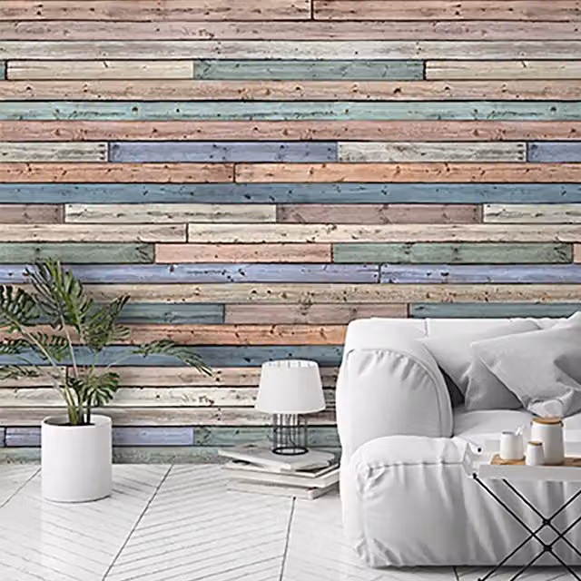 Grandeco Multicolour Wood Mural Wallpaper