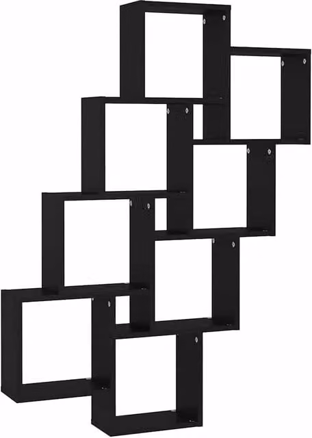 Berkfield Home Wall Mounted Cube Shelf, Black, W: 90 cm, D: 15 cm, H: 119 cm