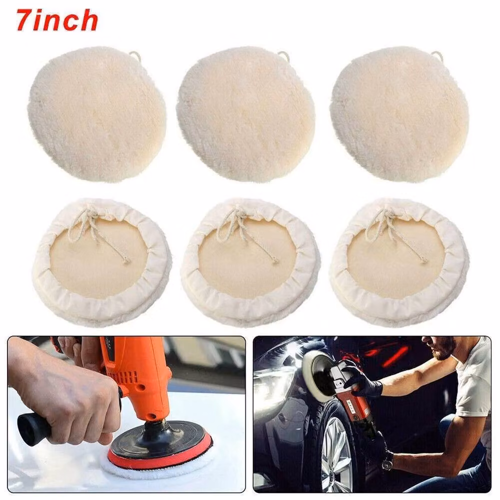 SPETLEK 6 Piece Wool Polishing and Buffing Pads, Beige, Diameter: 180 mm – 3