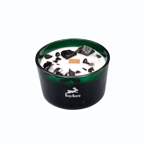 Ancient Wisdom Hop Hare Magic Candle with Flowers and Gems The Knight of Swords in Grey and White, W/D/H: 5 x 9 x 9 cm – 2