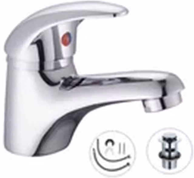 EONLION Single Lever Chrome Basin Mixer Tap with Pop Up Waste in Silver