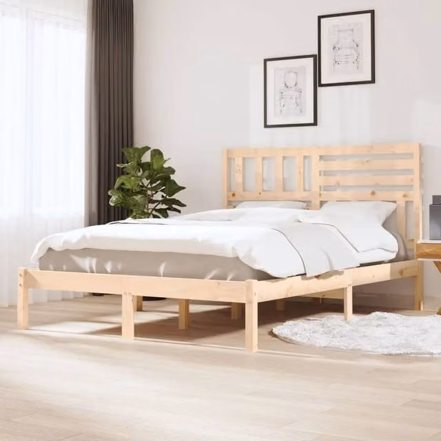 Berkfield Home Solid Wood Pine Bed Frame, Brown, W/D/H: 140 x 200 cm