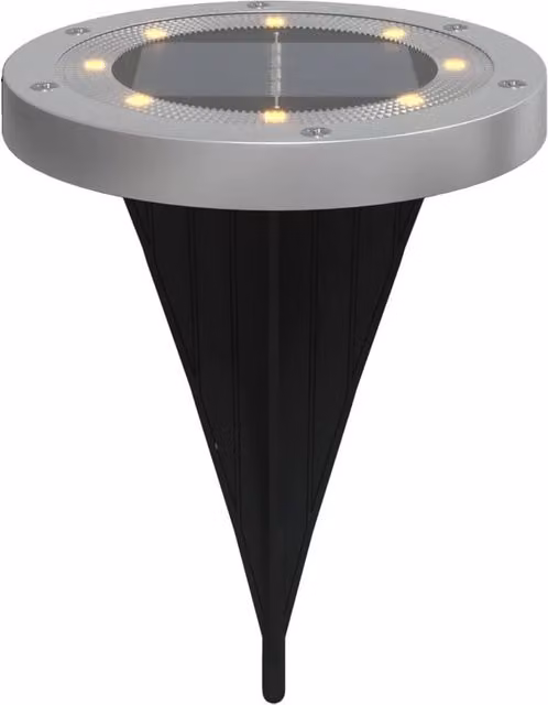 Berkfield Home Solar LED Ground Lights with Ground Spikes, 12 Piece Set, Silver and Black, Warm White – 1