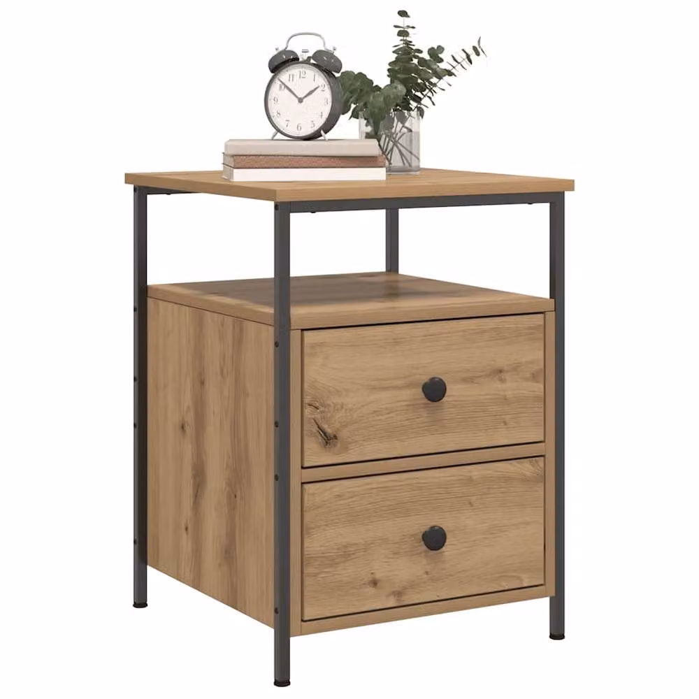 Berkfield Home Modern Bedside Cabinets, 2 Piece Set in Artisan Oak Brown, W/D/H: 44 x 45 x 60 cm – 2