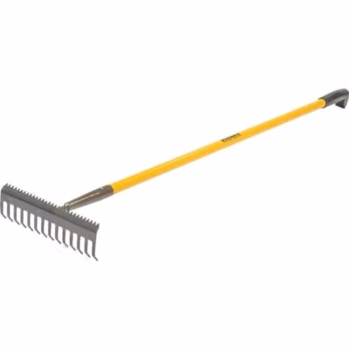 Roughneck ROU68302 Sharp-Edge Soil Rake in Black and Yellow