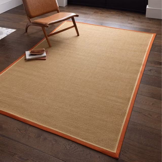 Asiatic Carpets Bordo Herringbone Jute Area Rug, Beige and Multicolour, W: 160 cm, L: 230 cm