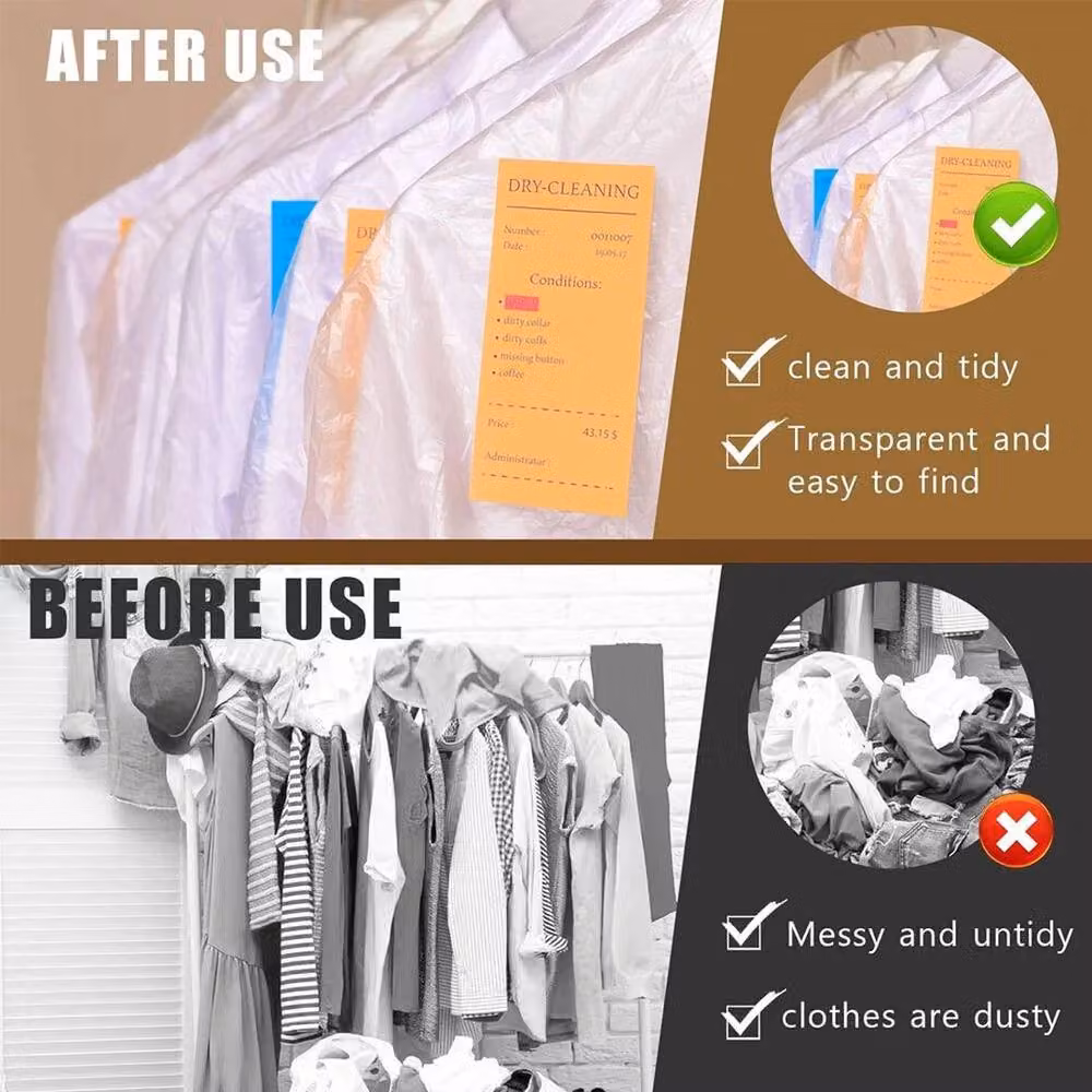 FLAVORA 50 Pack White Transparent Plastic Garment Covers for Clothes, Suits and Dresses, Width: 50 cm – 4
