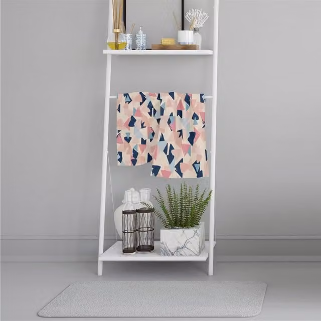Benjamin Tate Design LTD Pink and Multicolour Pastel Triangle Graphic Bath Towel