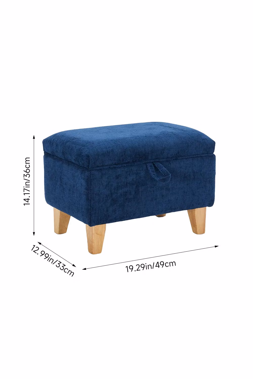 Living and Home Chenille Upholstered Storage Ottoman in Blue – 9