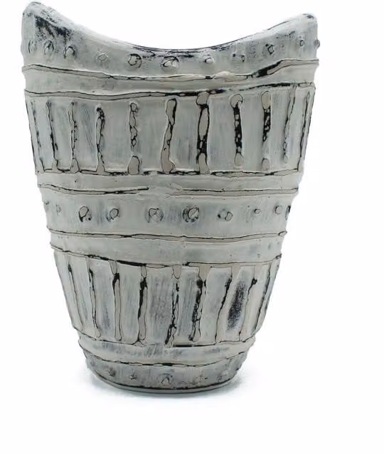 KDMK Modern Plain Ceramic Tabletop Vase in Beige, White or Silver, Height: 22 cm