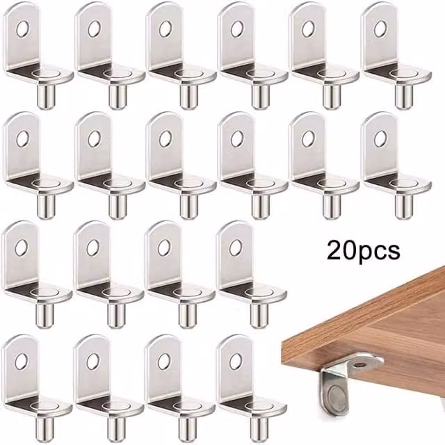 SPETLEK L-Shaped Steel Shelf Support Studs in Silver, 6mm – 1