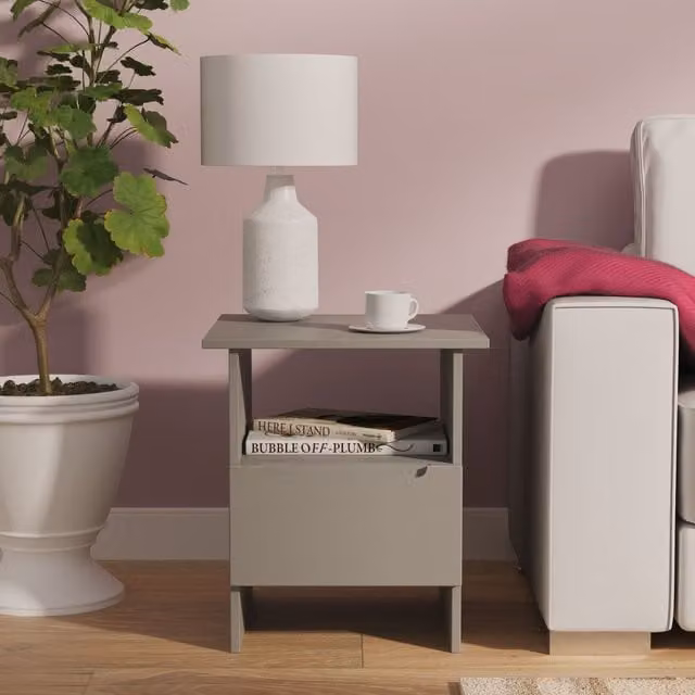 2 U Lucca Ready Assembled Bottom Drawer Lamp Table in Dark Grey