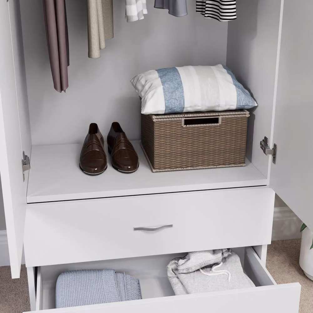 HD Designs Riano Modern 2 Door 2 Drawer Wardrobe in Matt White – 3