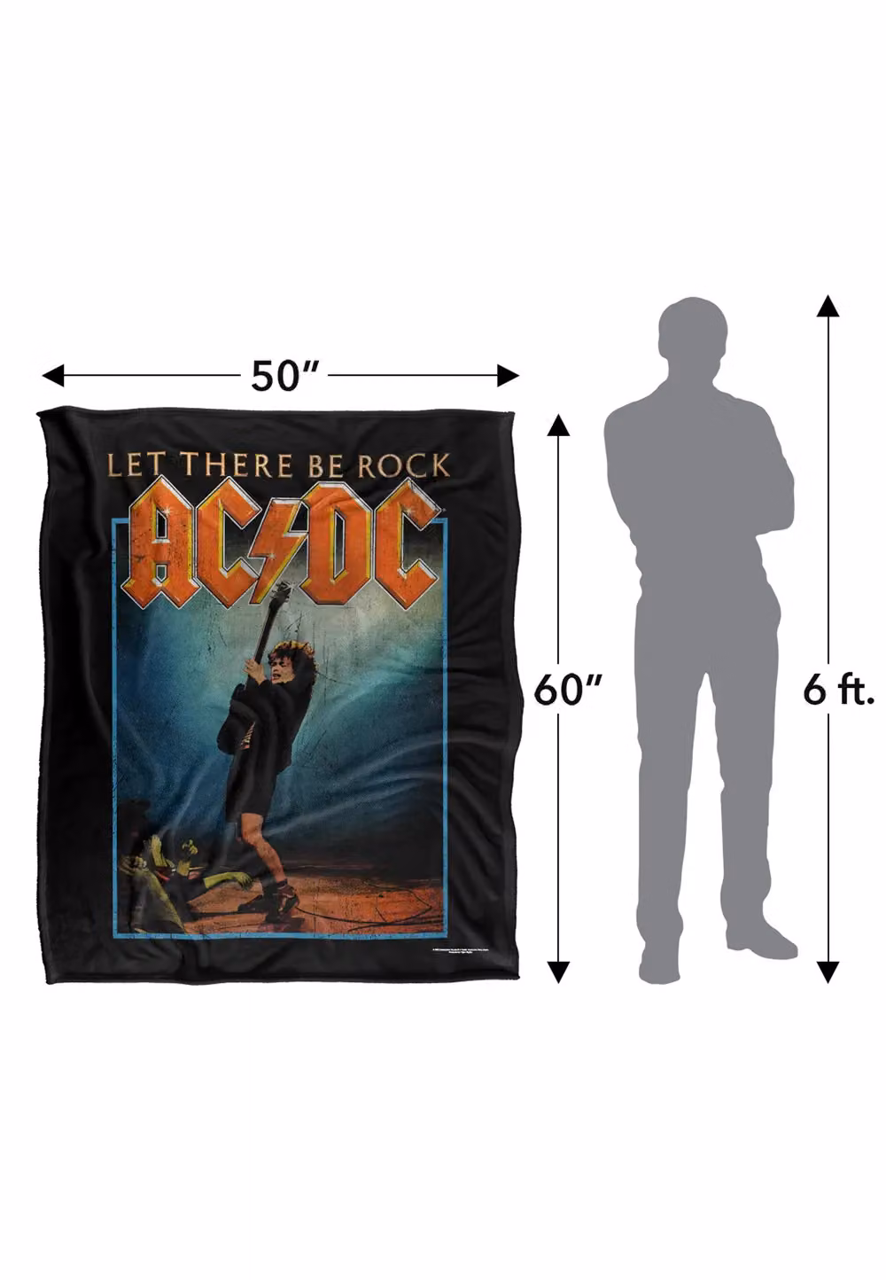 LOGOVISION AC/DC Let There Be Rock Super Soft Fleece Throw Blanket, White, W/D/H: 152 x 127 cm – 8