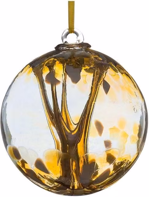 Sienna Glass Pastel Gold Round Hanging Spirit Ball, Diameter: 10 cm