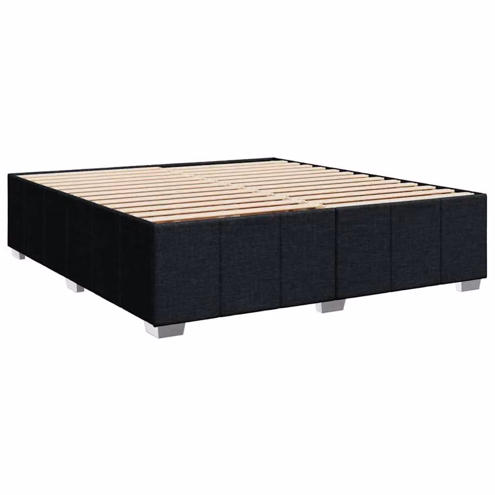 Berkfield Home Super King Upholstered Fabric Bed Frame in Black, W/D/H: 200 x 180 x 46 cm – 3