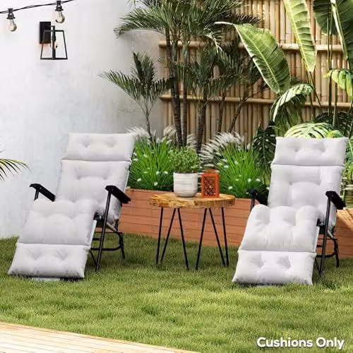 Outsunny Set of 2 Sun Lounger Cushions in Grey, W/D/H: 190 x 56 x 10 cm – 6