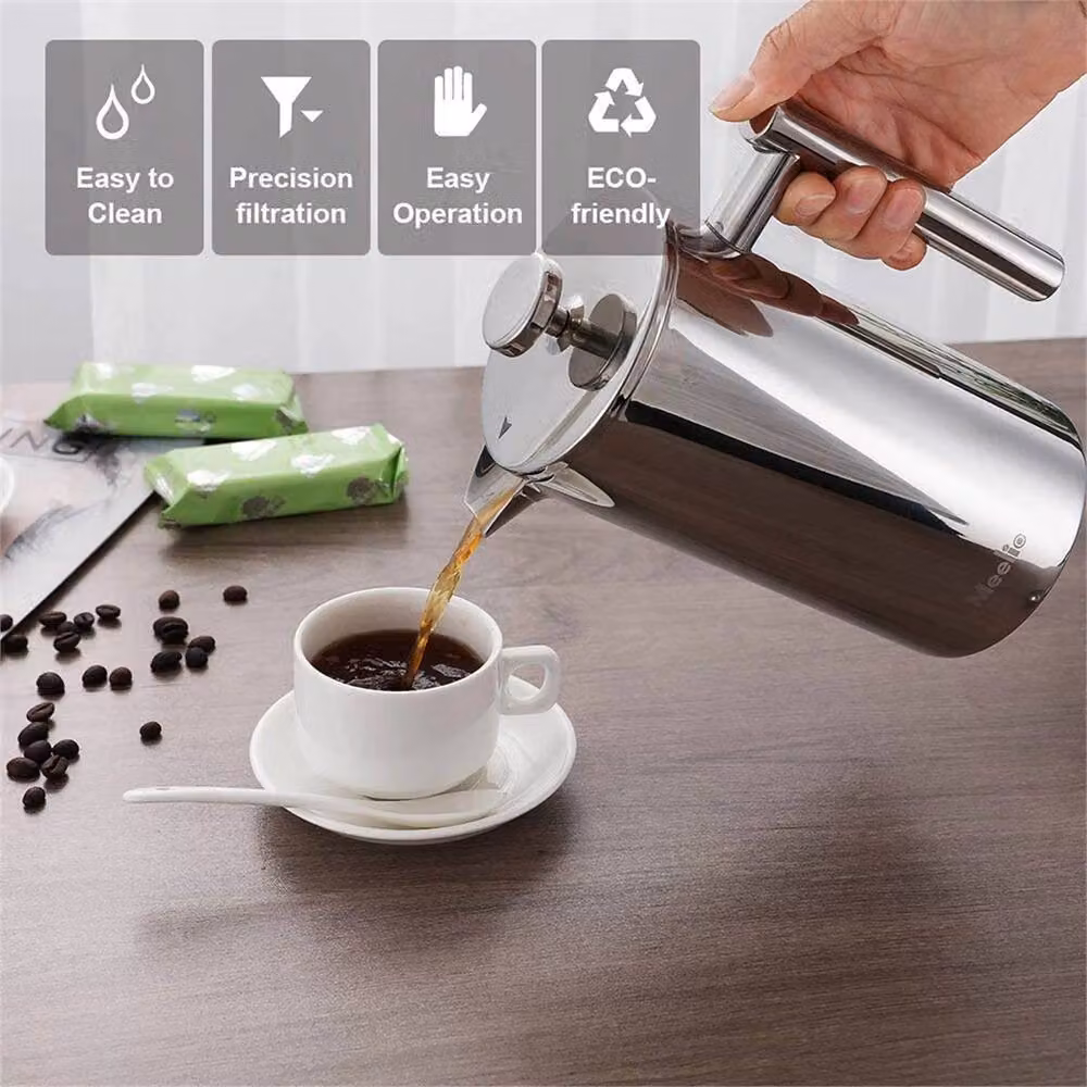 SPETLEK Stainless Steel French Press Coffee and Tea Maker with Plunger, 1000ml, Silver – 2