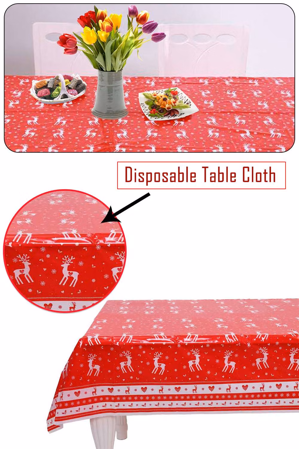 Neel Blue PVC Christmas Tablecloth, Waterproof and Easy Care Rectangular Table Protector, W: 120 cm, L: 180 cm – 6