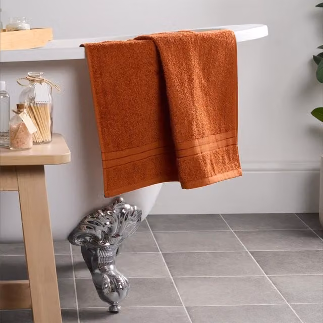 OHS Luxury Fluffy Cotton Hand Towel in Orange