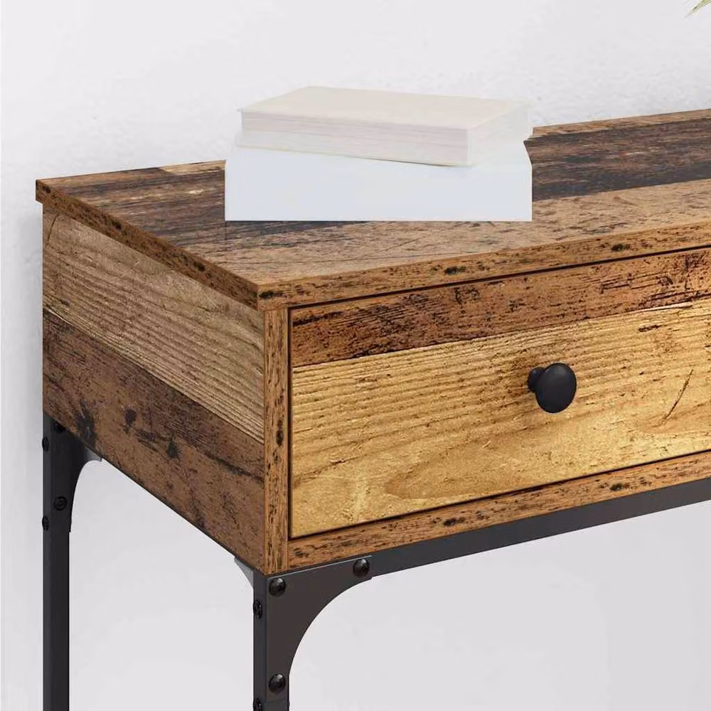 Berkfield Home Rustic Brown Wood Console Table, W/D/H: 75 x 34.5 x 75 cm – 4