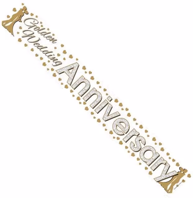 KDMD 50th Wedding Anniversary Foil Banner Pack of 20 in Beige