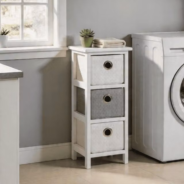 Home Source 3 Drawer Wooden Hallway Storage Chest in White