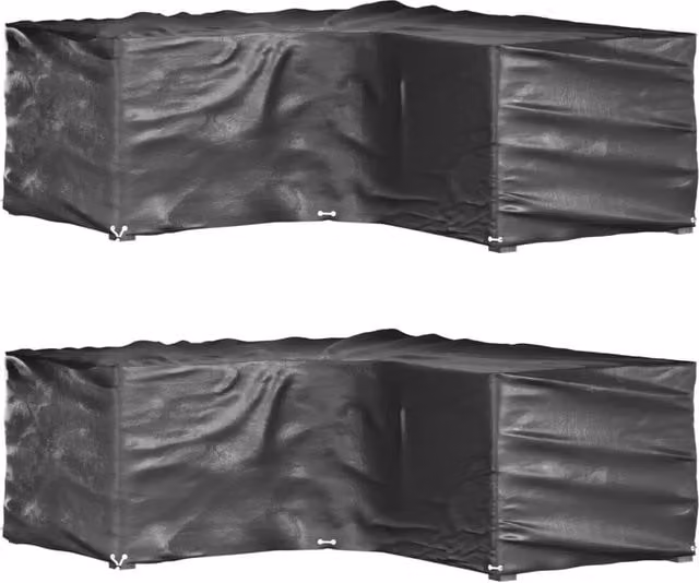 Berkfield Home L-Shaped Garden Furniture Covers, 2 Pack, Black, H x W x D: 70 x 185 x 185 cm – 1