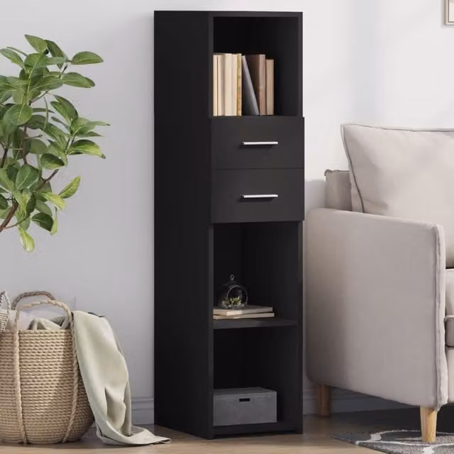 Berkfield Home Modern Black Matt Highboard with Internal Shelves and Doors W/D/H: 30 x 42.5 x 124 cm – 1