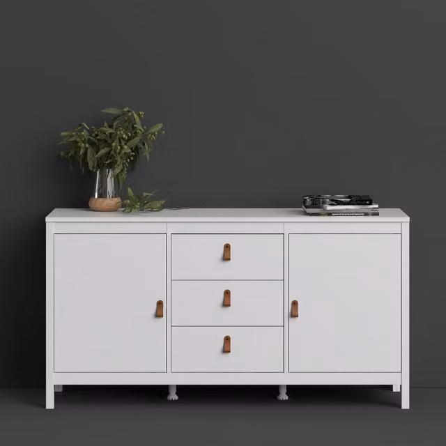 Furniture To Go Barcelona Modern Sideboard with 2 Doors and 3 Drawers in White and Brown – 1