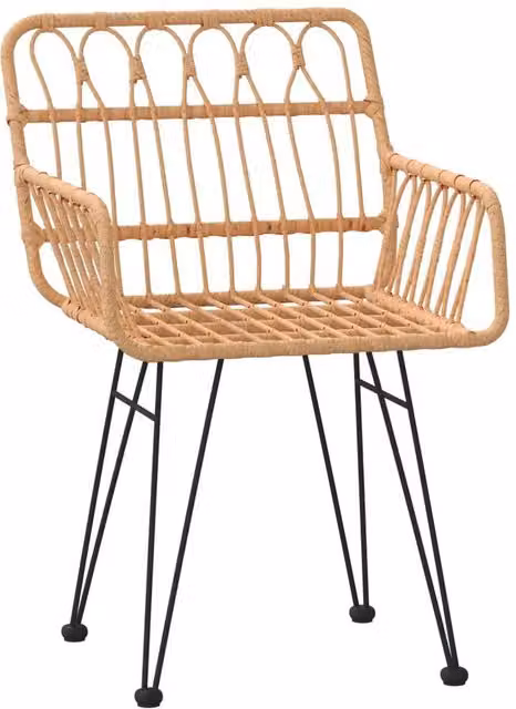 Berkfield Home Set of 2 Comfortable PE Rattan Garden Chairs with Armrests in Tan/Beige, W: 56 cm, D: 64 cm, H: 80 cm