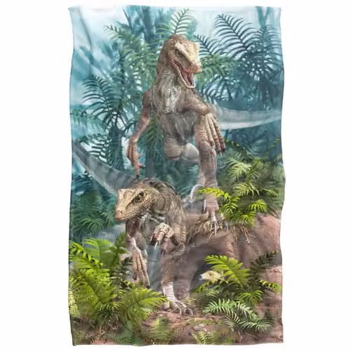JQ Licensing Royce McClure Bad Boy Raptor Dinosaurs Super Soft Silky Touch Fleece Throw Blanket, Multicolour, W: 91 cm, D: 147 cm – 1