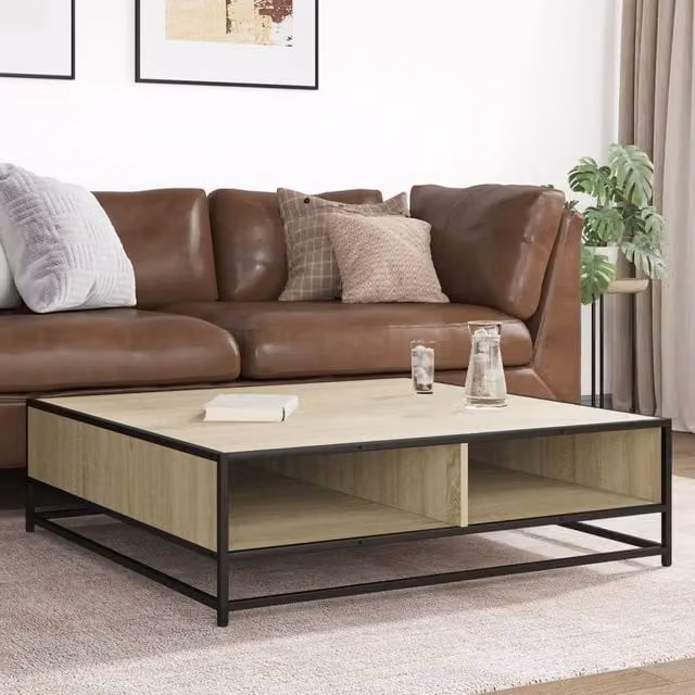 Berkfield Home Sonoma Oak Coffee Table in Brown, W/D/H: 100 x 100 x 30 cm – 1